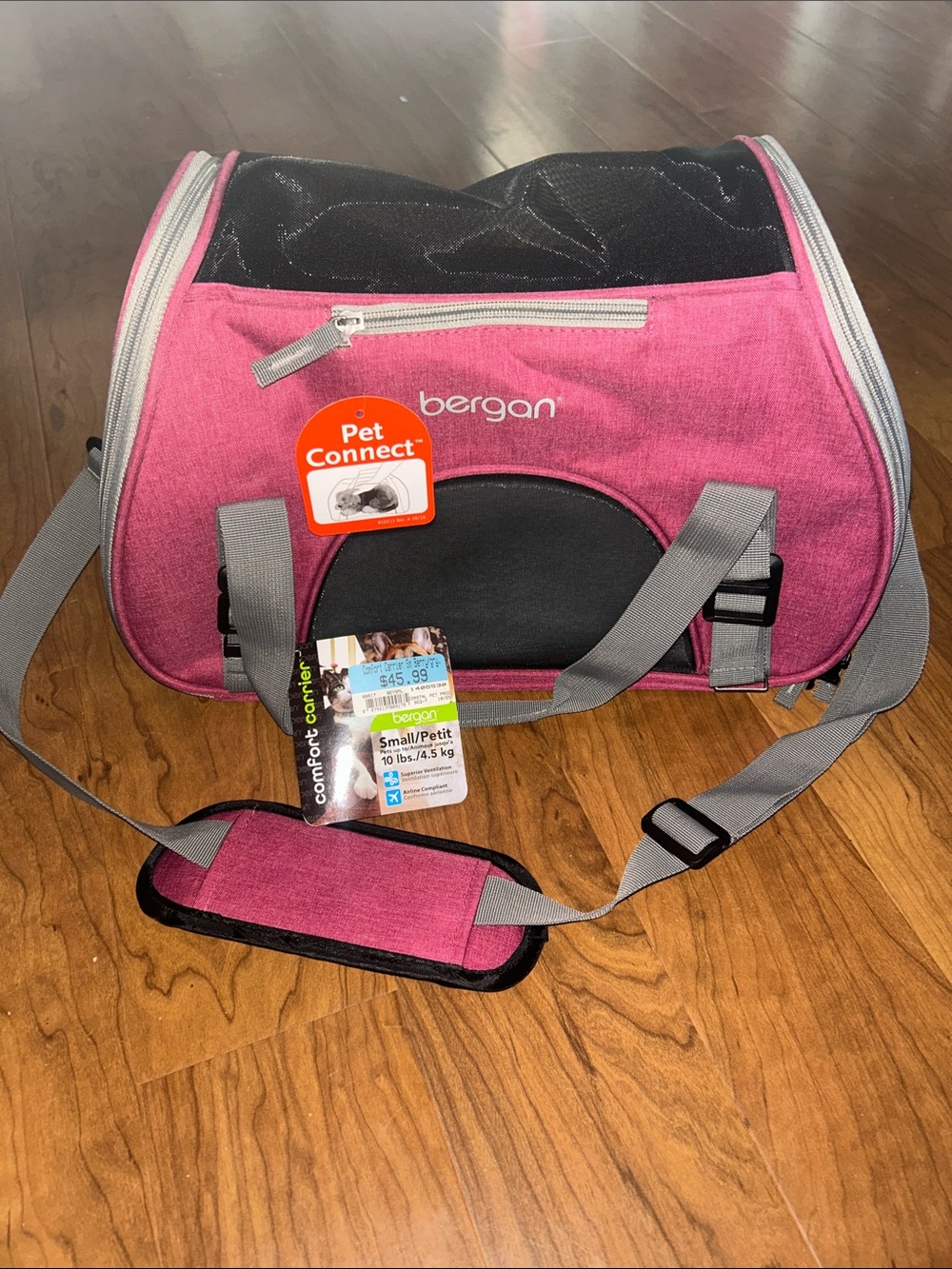 Pink Small Pet Carrier with Padded Shoulder Strap up to 10lbs